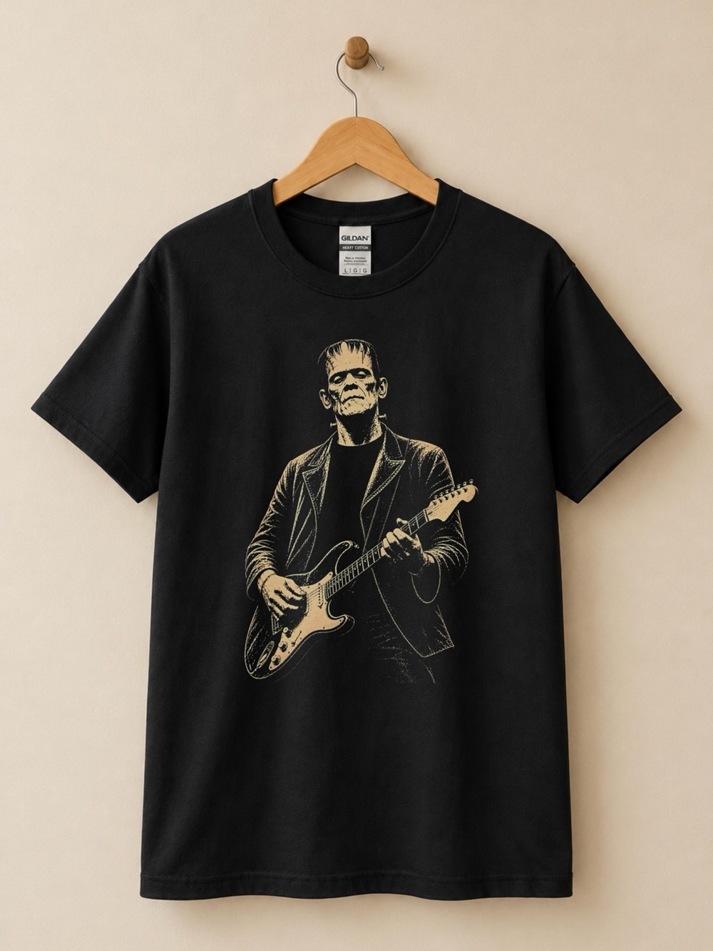 Frankenstein Playing Guitar Halloween Graphic Unisex T-shirt